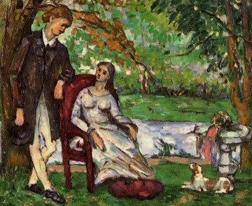  garten - Paare in einem Garten Paul Cezanne
